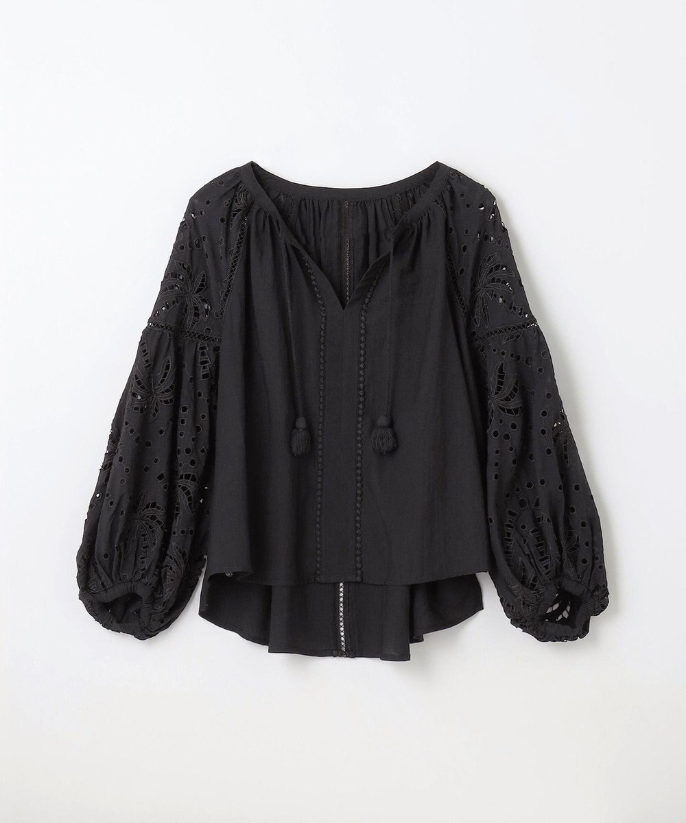 GRACE CONTINENTAL ヤシ柄カットワークトップ 