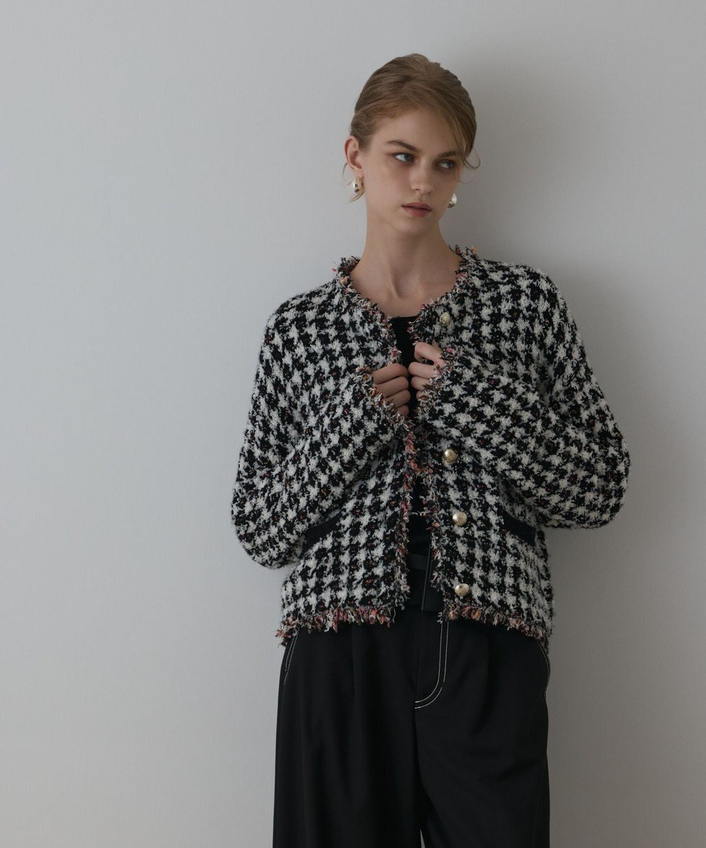 GRACE CONTINENTAL ツイードニットショートカーディガン 