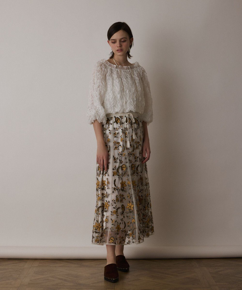 GRACE CONTINENTAL サラサ刺繍チュールスカート 