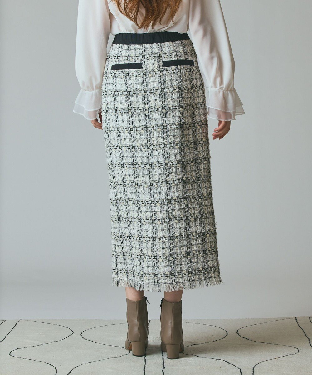 GRACE CONTINENTAL トリミングツイードスカート 
