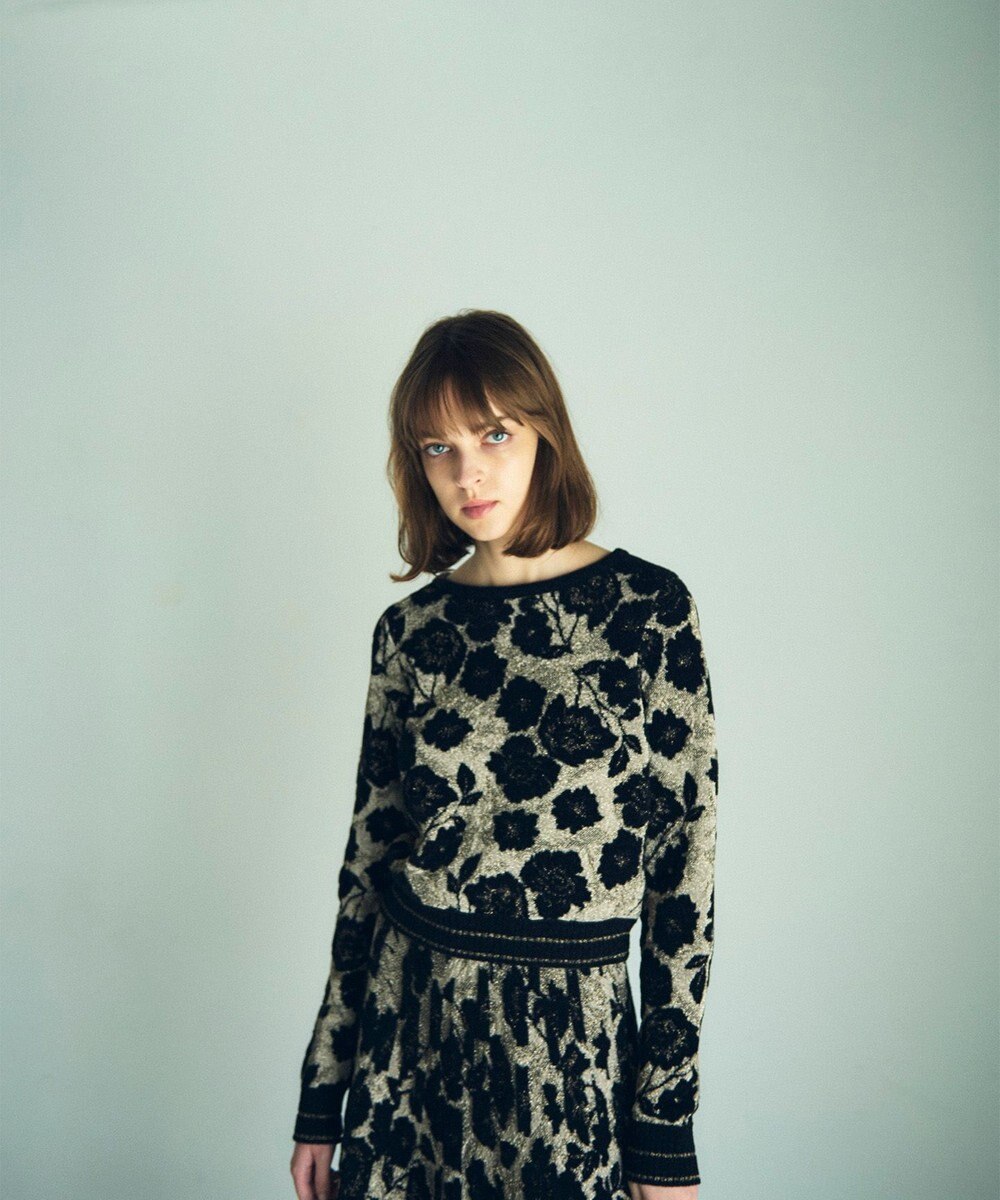 GRACE CONTINENTAL フローラルラメニットトップ