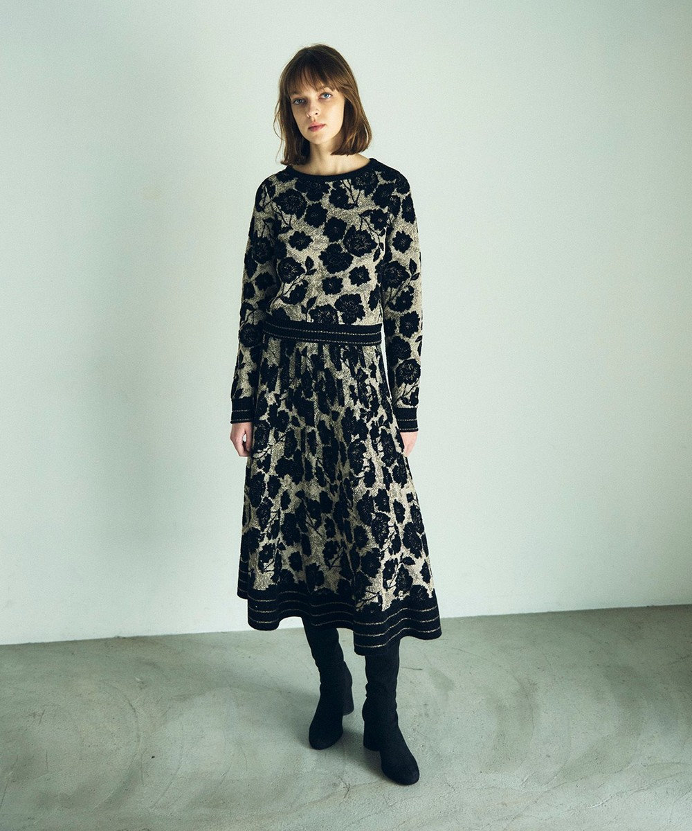 GRACE CONTINENTAL フローラルラメニットトップ