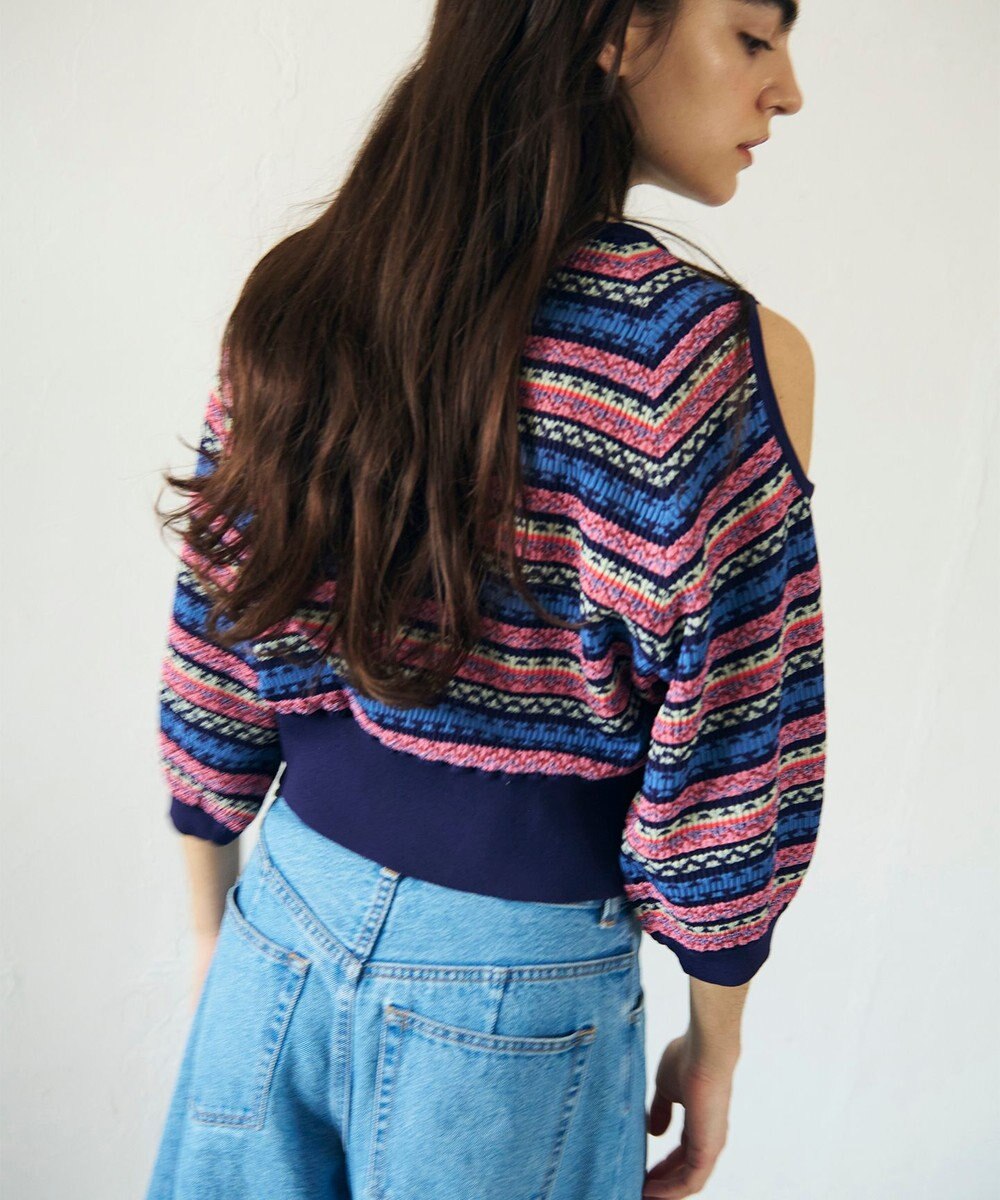 GRACE CONTINENTAL ボーダーパフニットトップ 