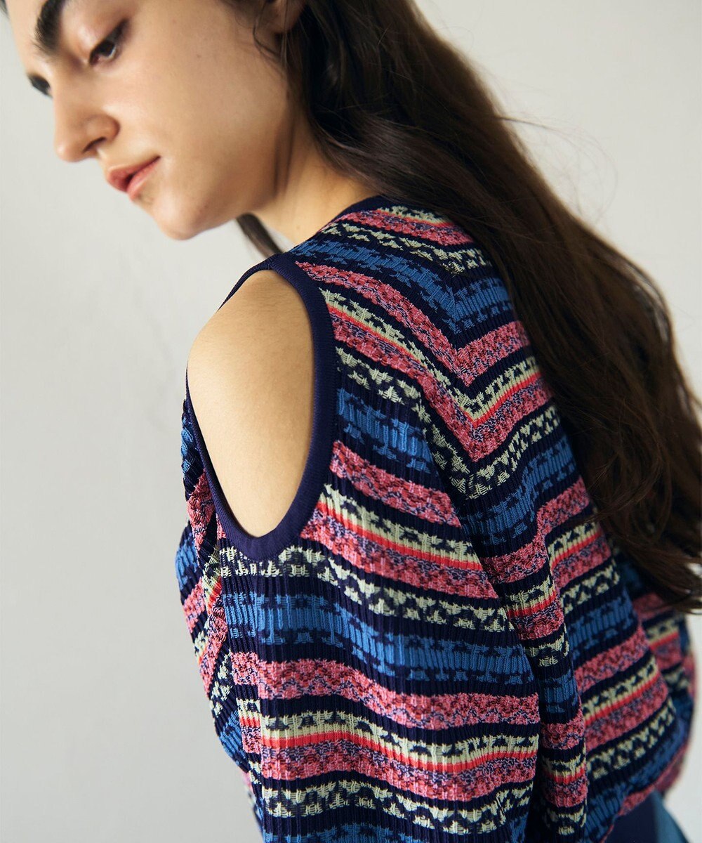 GRACE CONTINENTAL ボーダーパフニットトップ 