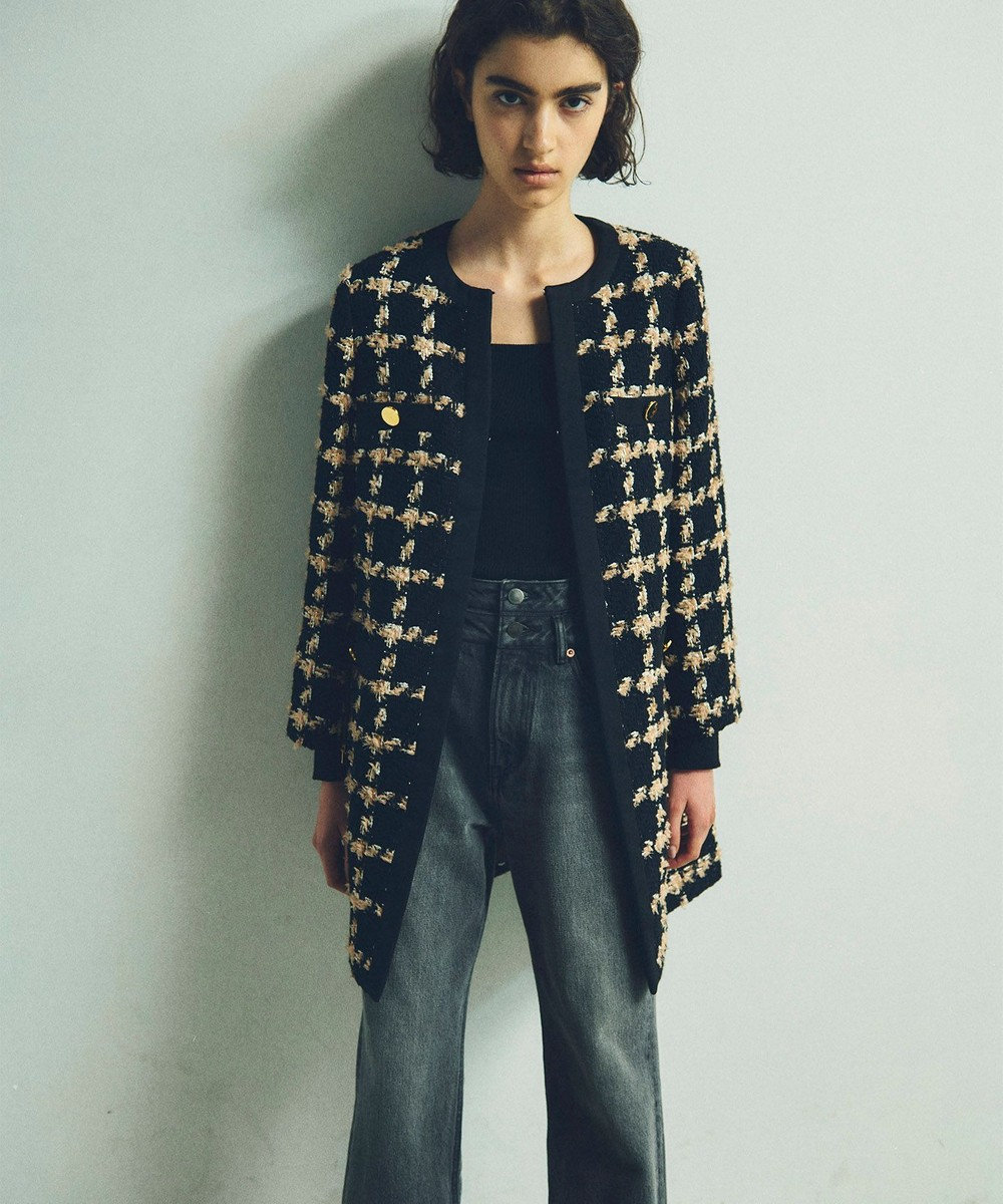 GRACE CONTINENTAL フェザーチェックツイードコート