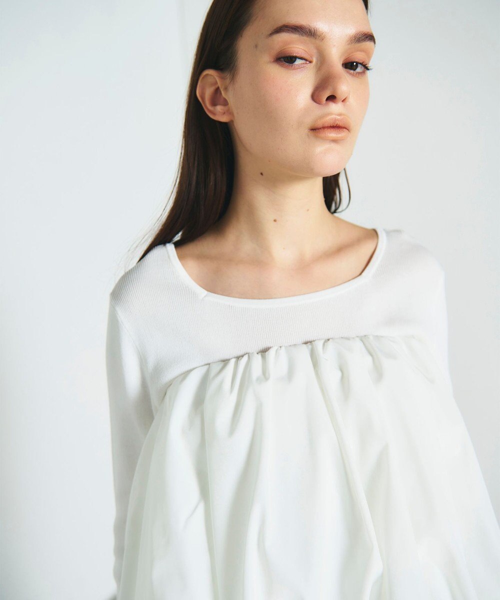 GRACE CONTINENTAL タフタケープ付ニットトップ 