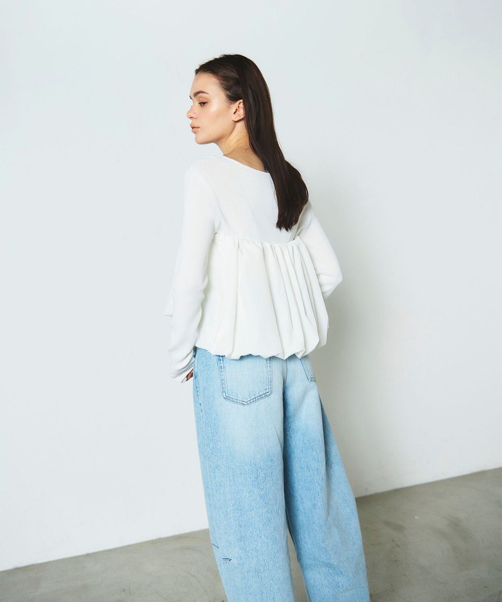 GRACE CONTINENTAL タフタケープ付ニットトップ 