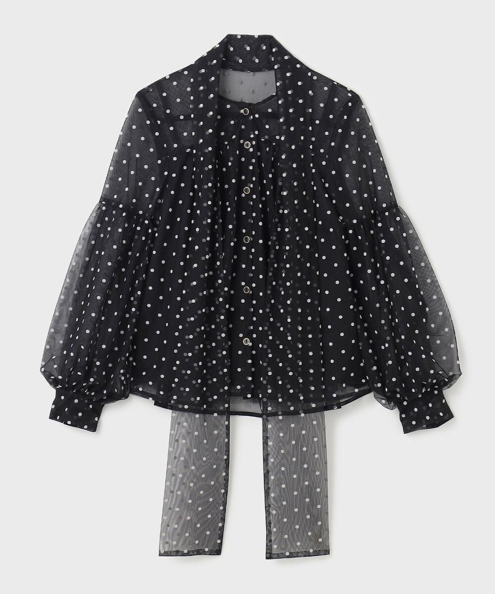 GRACE CONTINENTAL チュールドットボウタイブラウス