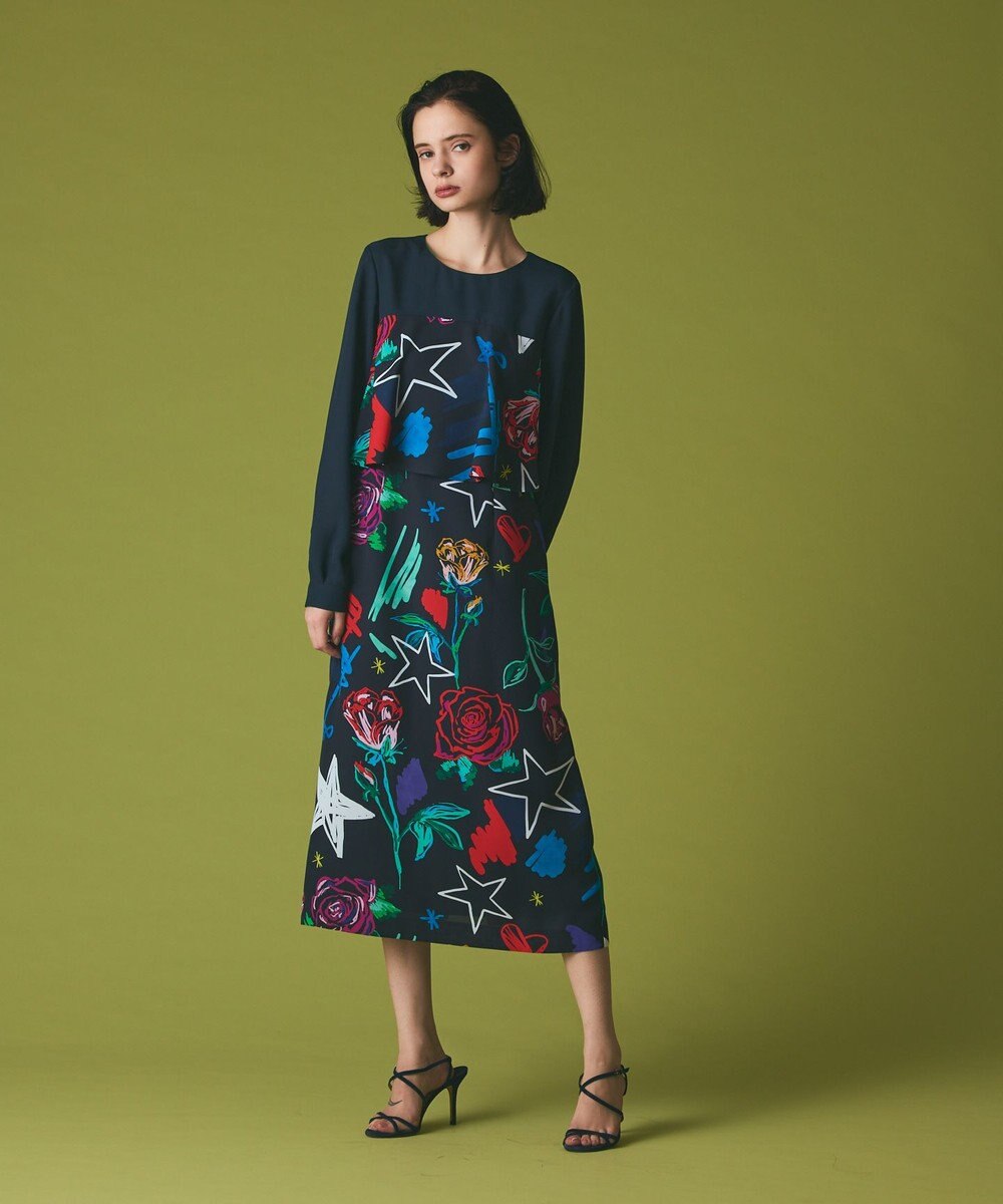 GRACE CONTINENTAL プリントコンビドレス 