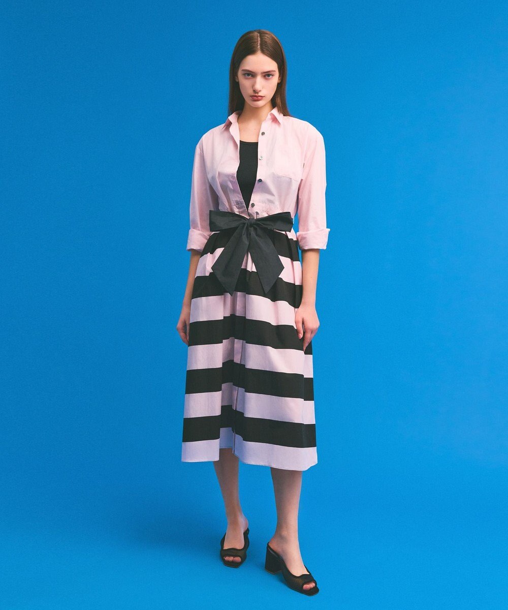 GRACE CONTINENTAL ボーダーコンビシャツワンピース