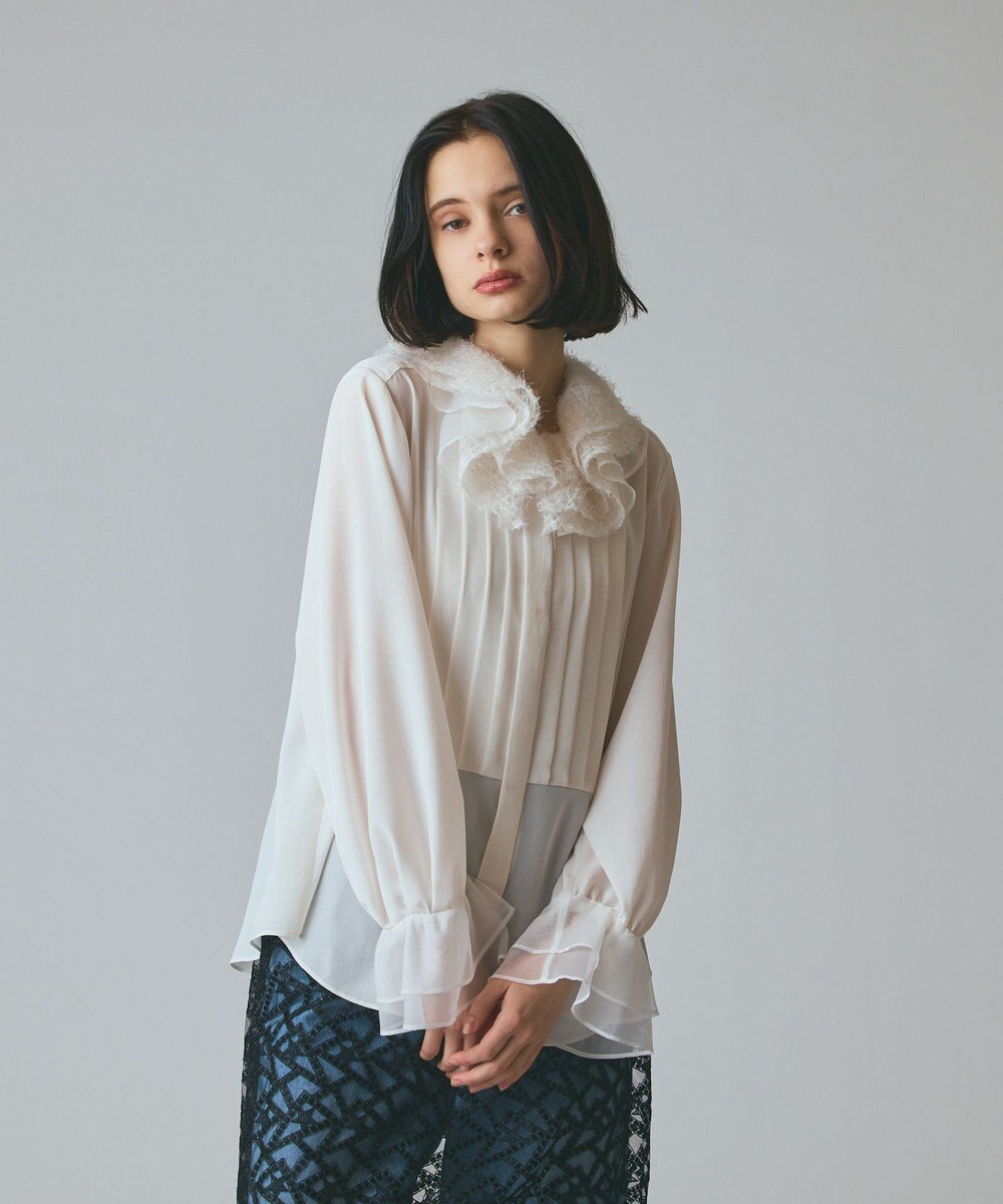 GRACE CONTINENTAL フェザーチュールカラーブラウス 