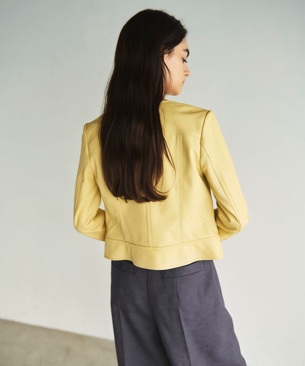 GRACE CONTINENTAL ノーカラーレザーライダースジャケット 