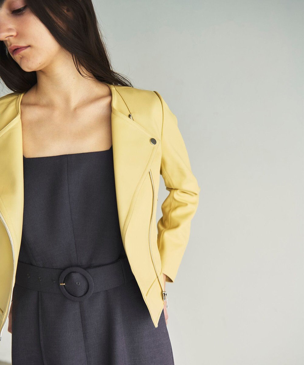 GRACE CONTINENTAL ノーカラーレザーライダースジャケット 