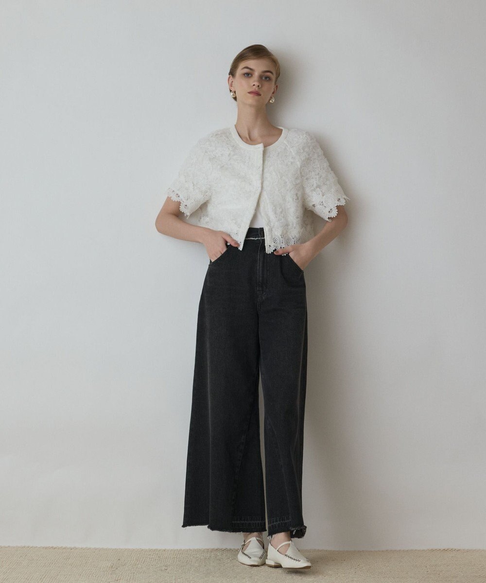 GRACE CONTINENTAL フラワー刺繍ニットカーディガン 