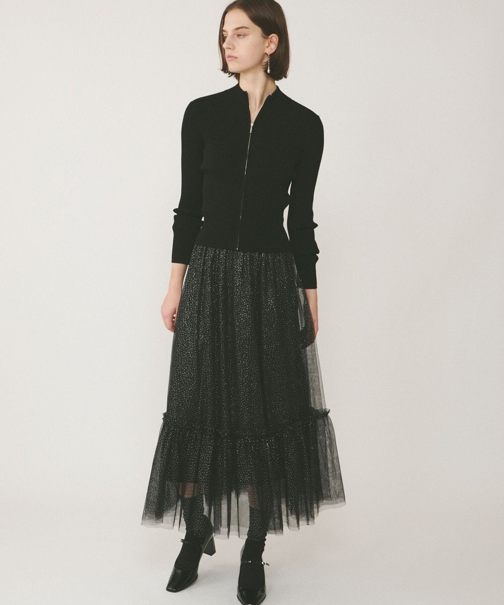 GRACE CONTINENTAL ラメチュールギャザースカート 