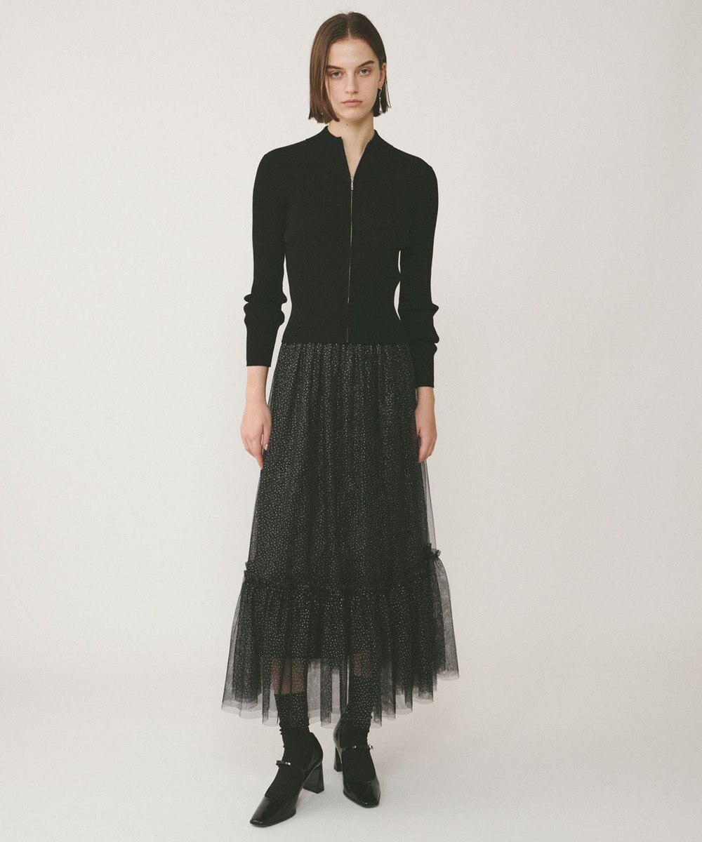 GRACE CONTINENTAL ラメチュールギャザースカート 