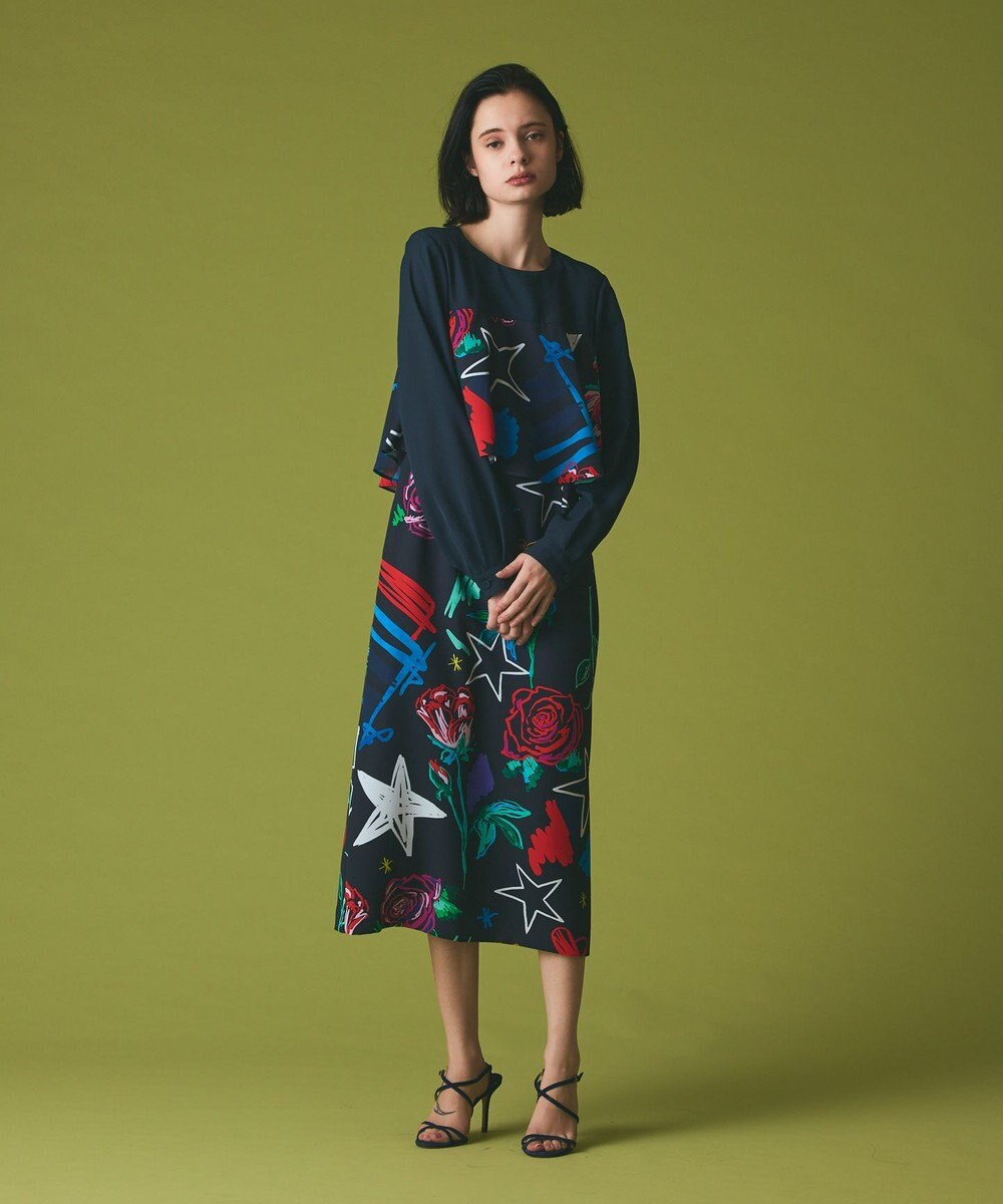 GRACE CONTINENTAL プリントコンビドレス 