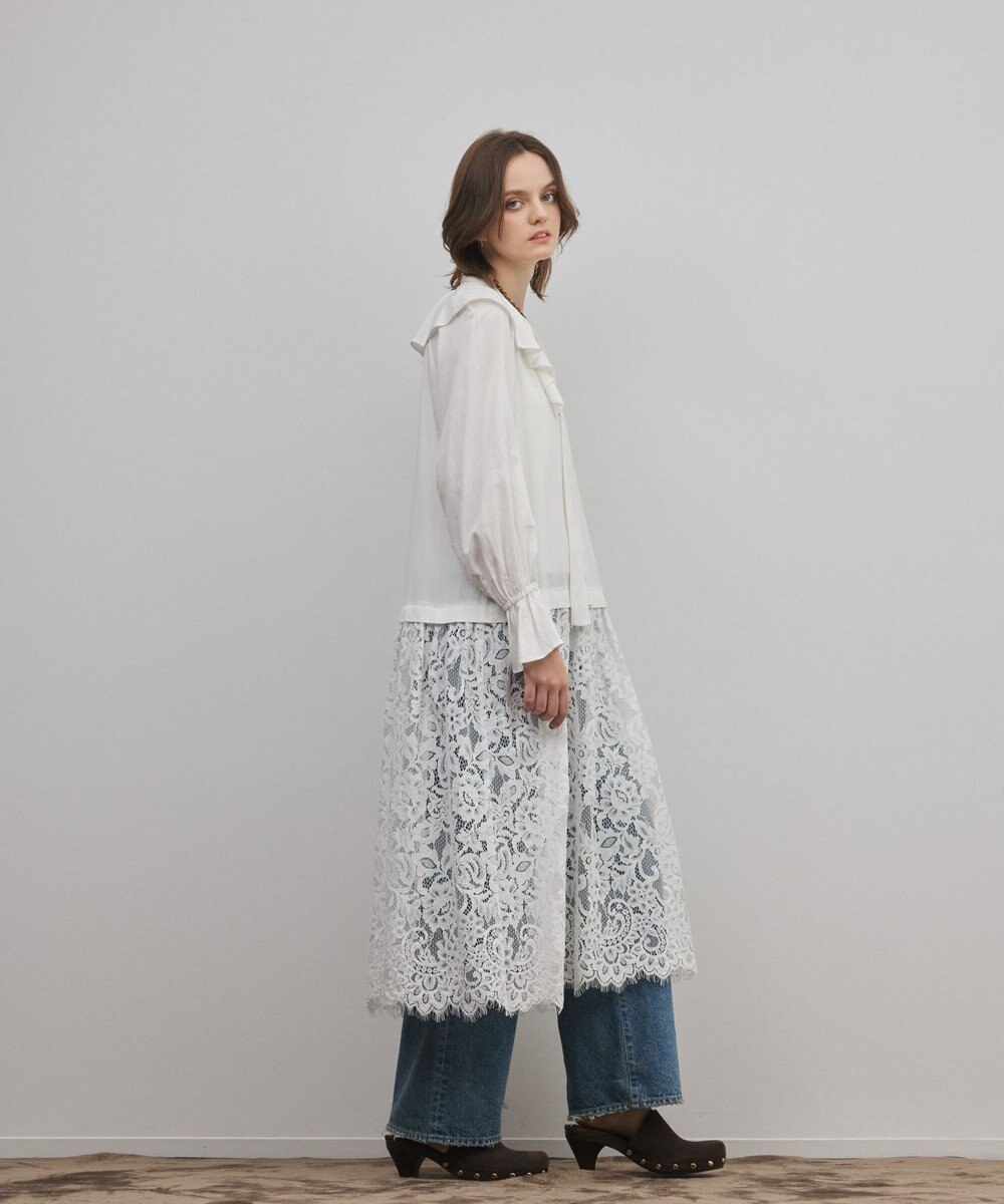 GRACE CONTINENTAL レースコンビフリルカフタンワンピース 