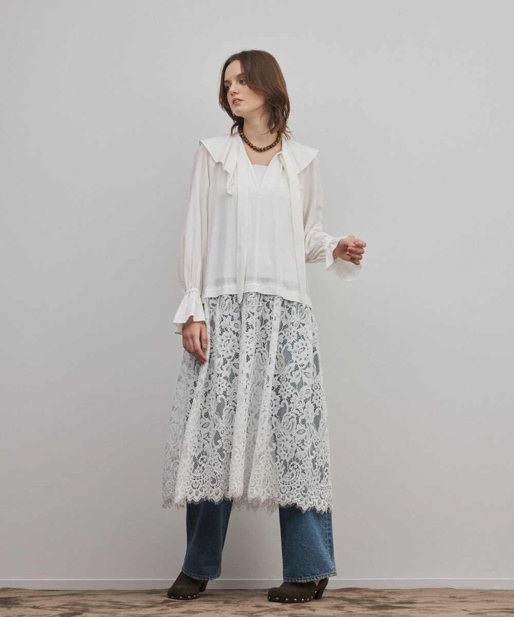 GRACE CONTINENTAL レースコンビフリルカフタンワンピース 