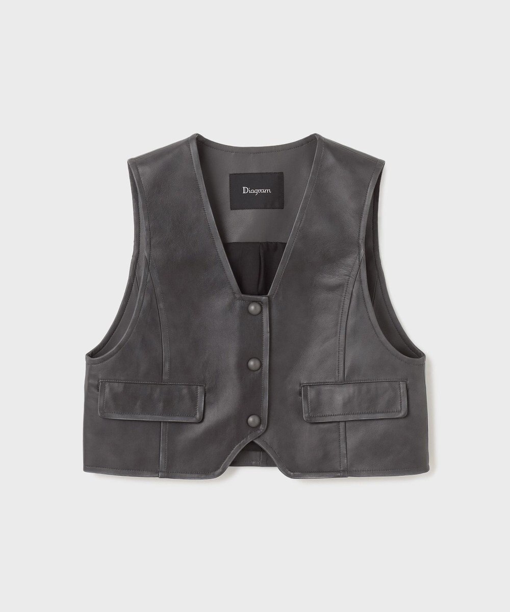 GRACE CONTINENTAL レザーショートジレジャケット