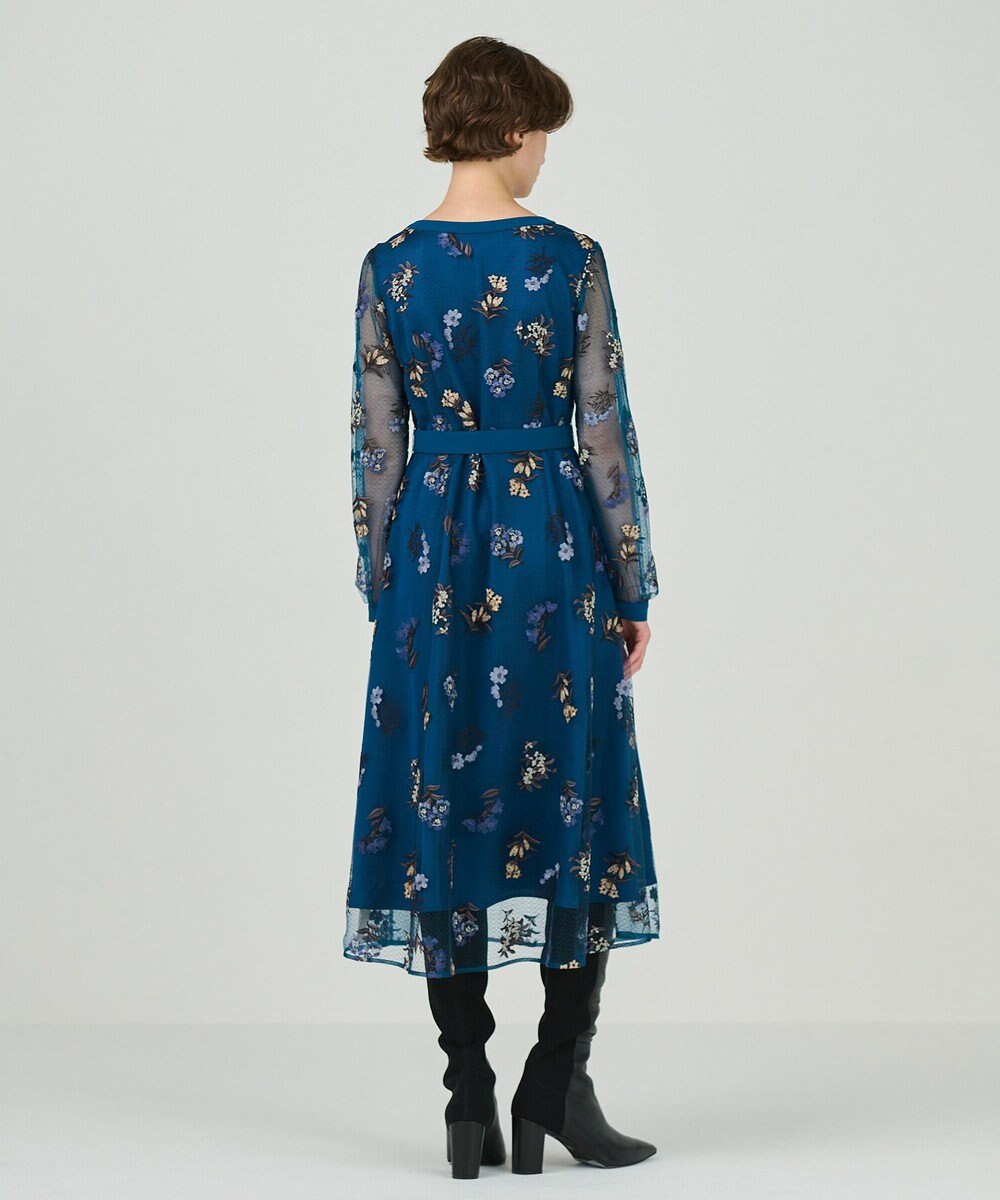 GRACE CONTINENTAL チュールフラワー刺繍ワンピース