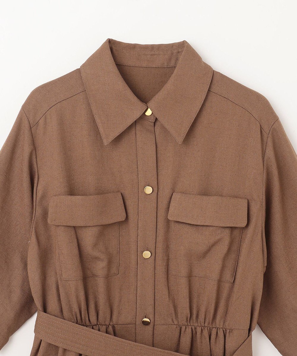 GRACE CONTINENTAL リネンタッチサファリドレス 