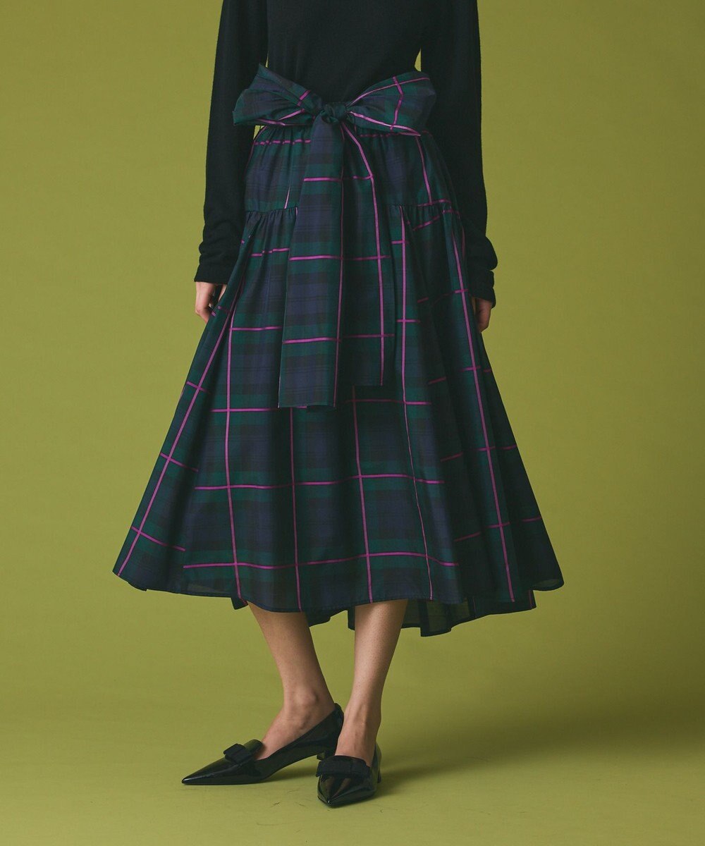 GRACE CONTINENTAL シルクブラックウォッチスカート 