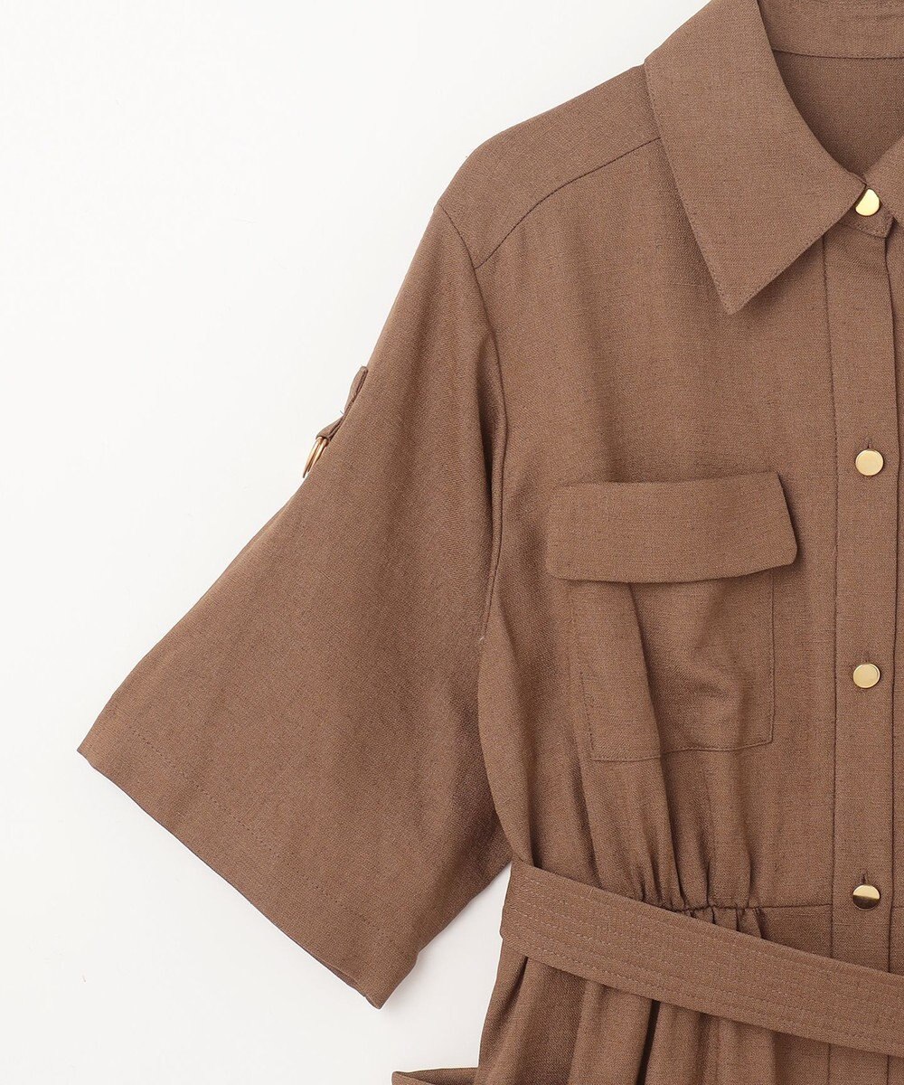 GRACE CONTINENTAL リネンタッチサファリドレス 