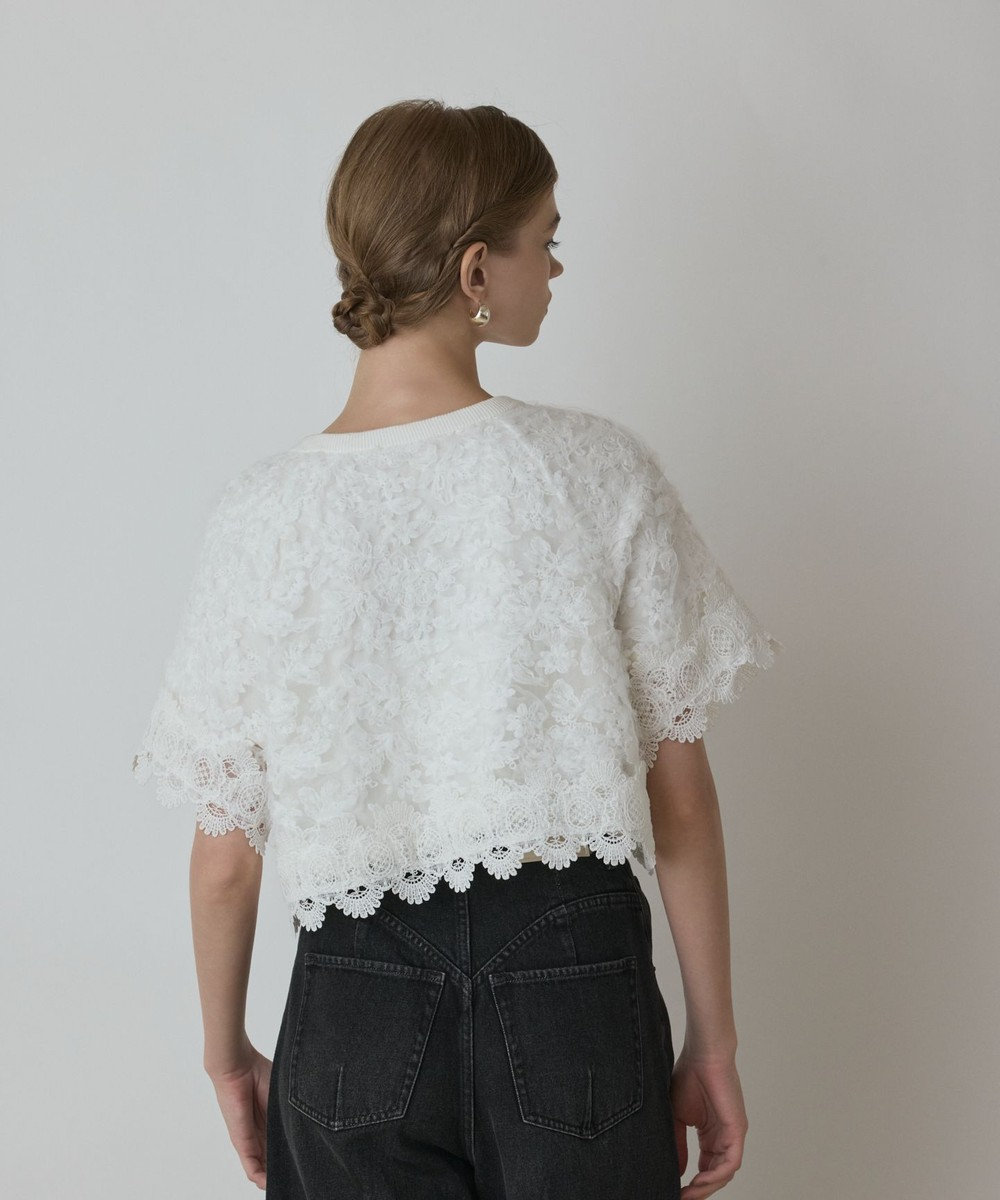 GRACE CONTINENTAL フラワー刺繍ニットカーディガン