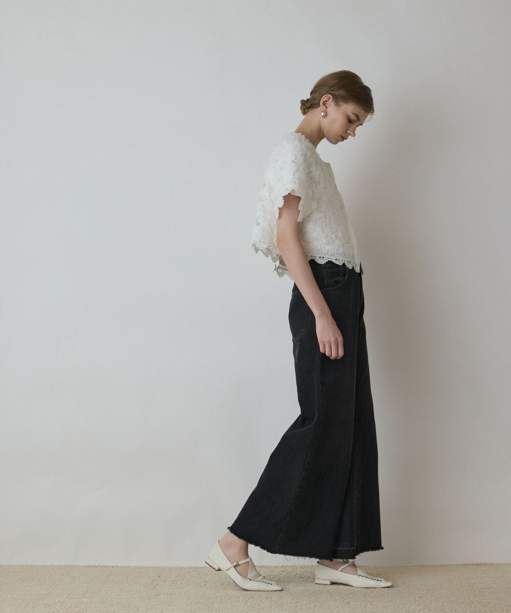 GRACE CONTINENTAL フラワー刺繍ニットカーディガン 