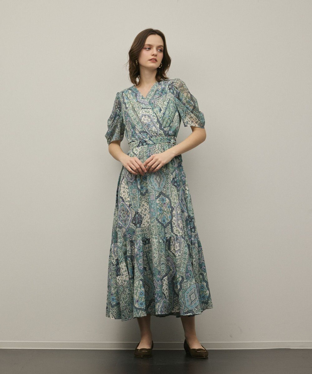 GRACE CONTINENTAL パッチワークプリントワンピース 