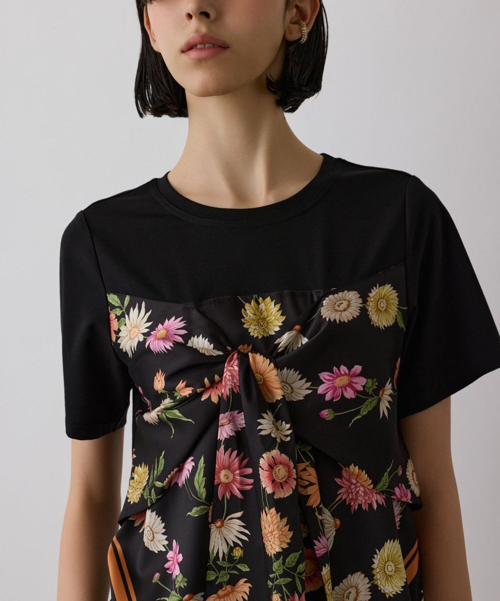 GRACE CONTINENTAL スカーフプリントコンビトップ 