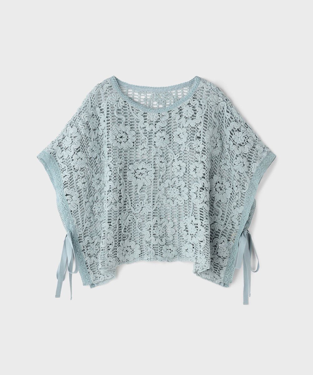 GRACE CONTINENTAL メッシュエンブロイダリーポンチョトップ 
