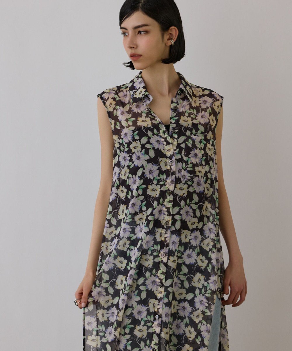 GRACE CONTINENTAL フラワーロングシャツ 