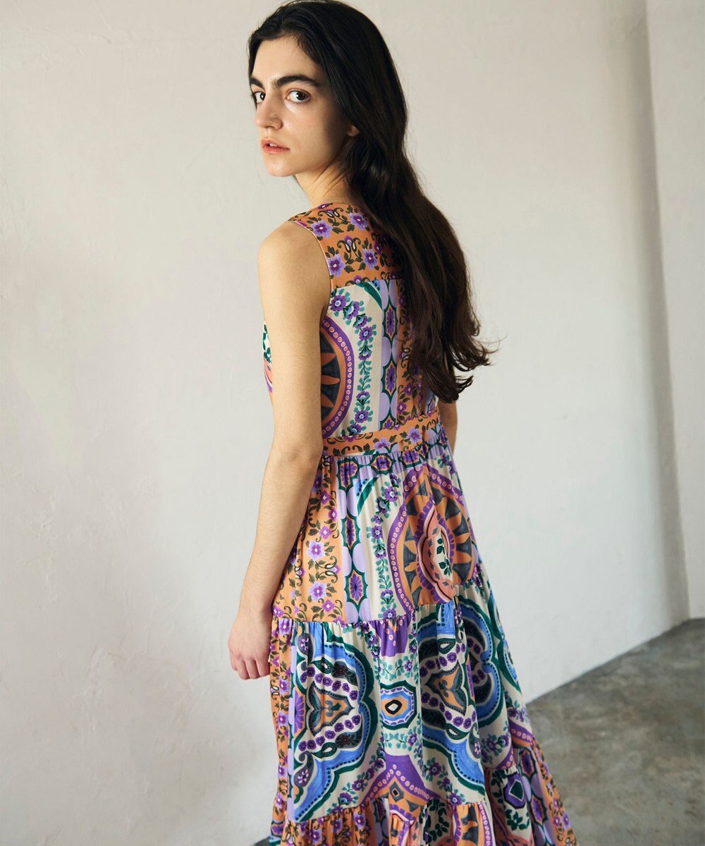 GRACE CONTINENTAL パネルプリントティアードワンピース 