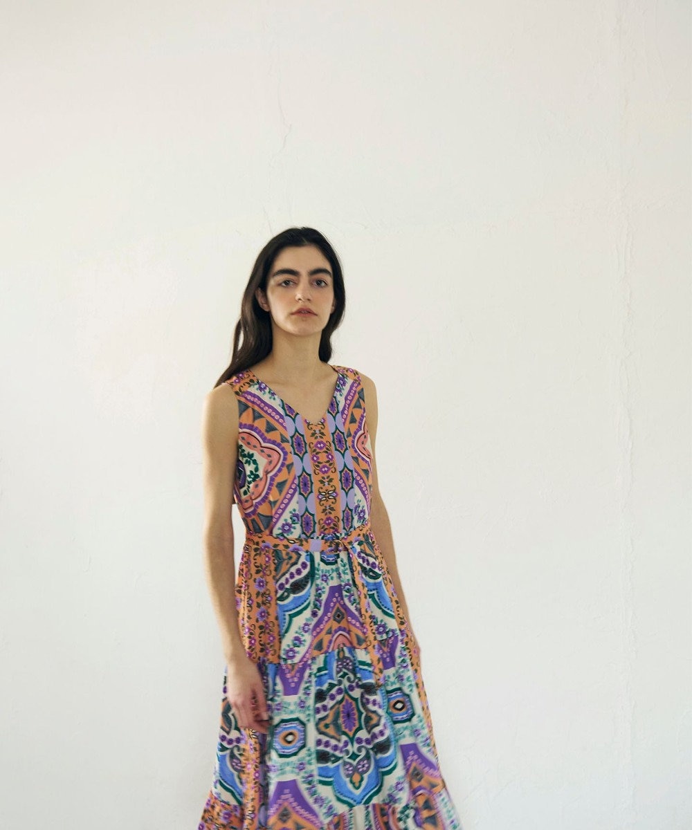 GRACE CONTINENTAL パネルプリントティアードワンピース