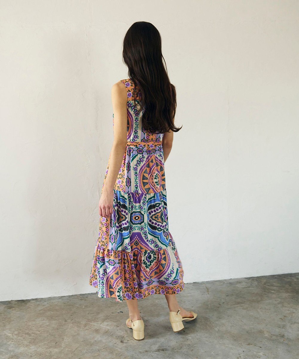 GRACE CONTINENTAL パネルプリントティアードワンピース