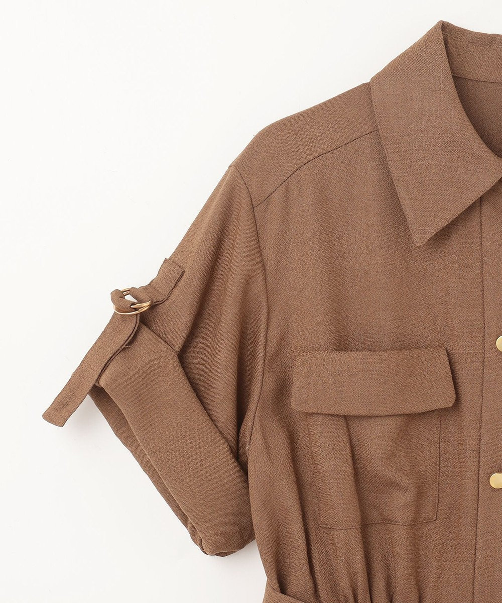 GRACE CONTINENTAL リネンタッチサファリドレス 