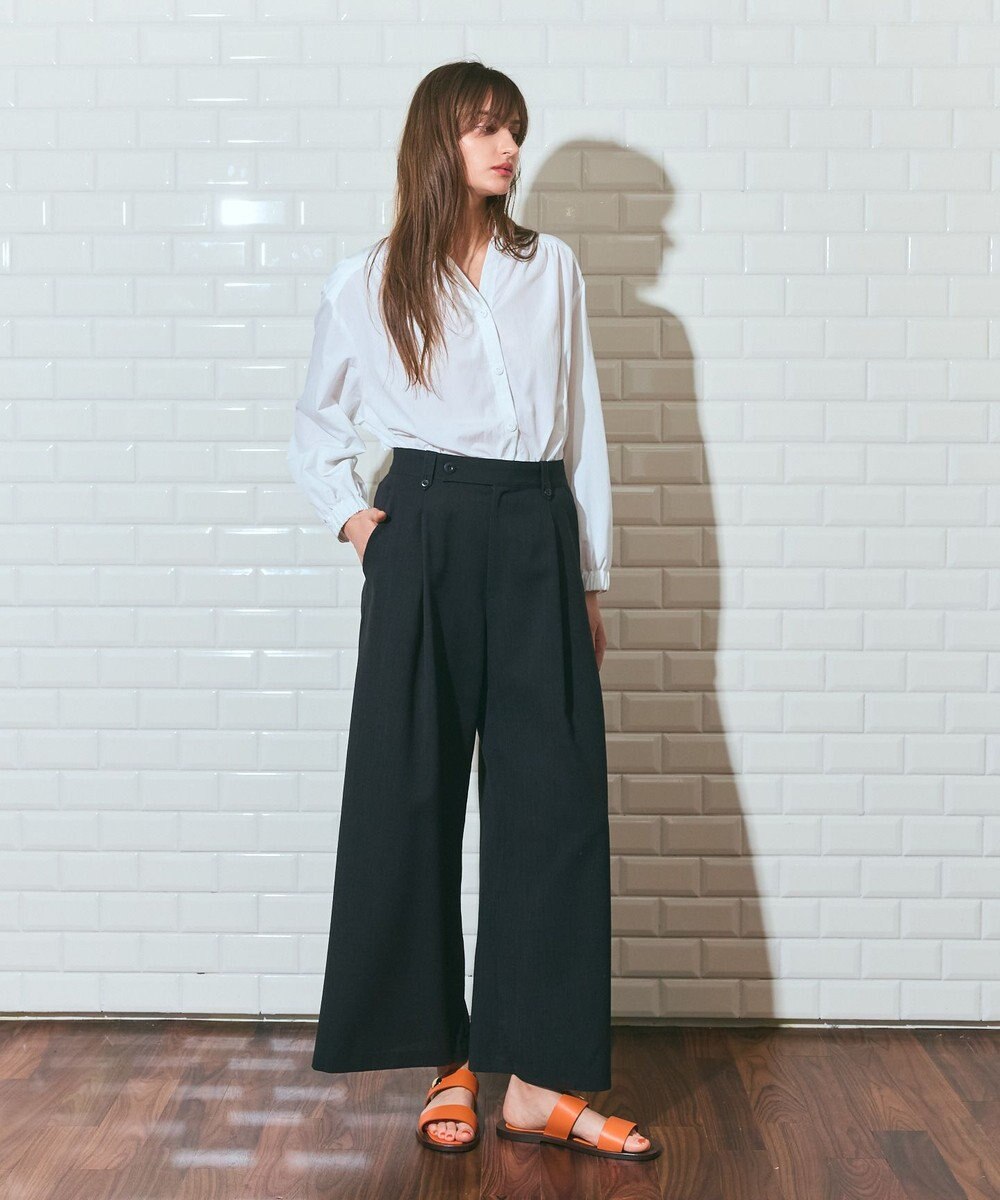 GRACE CONTINENTAL リネンタッチタックパンツ 