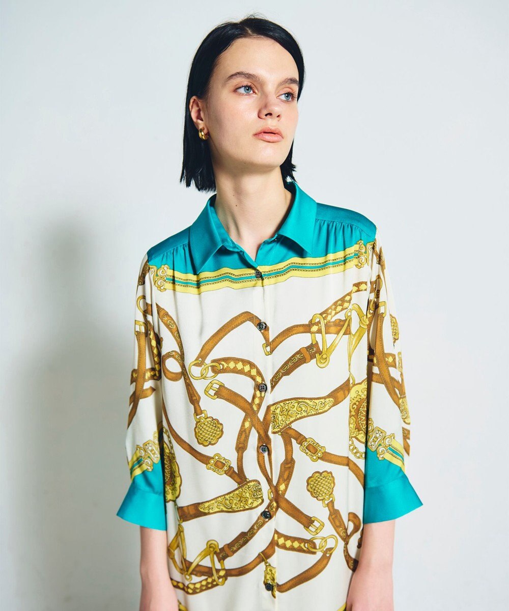 GRACE CONTINENTAL スカーフプリントシャツドレス