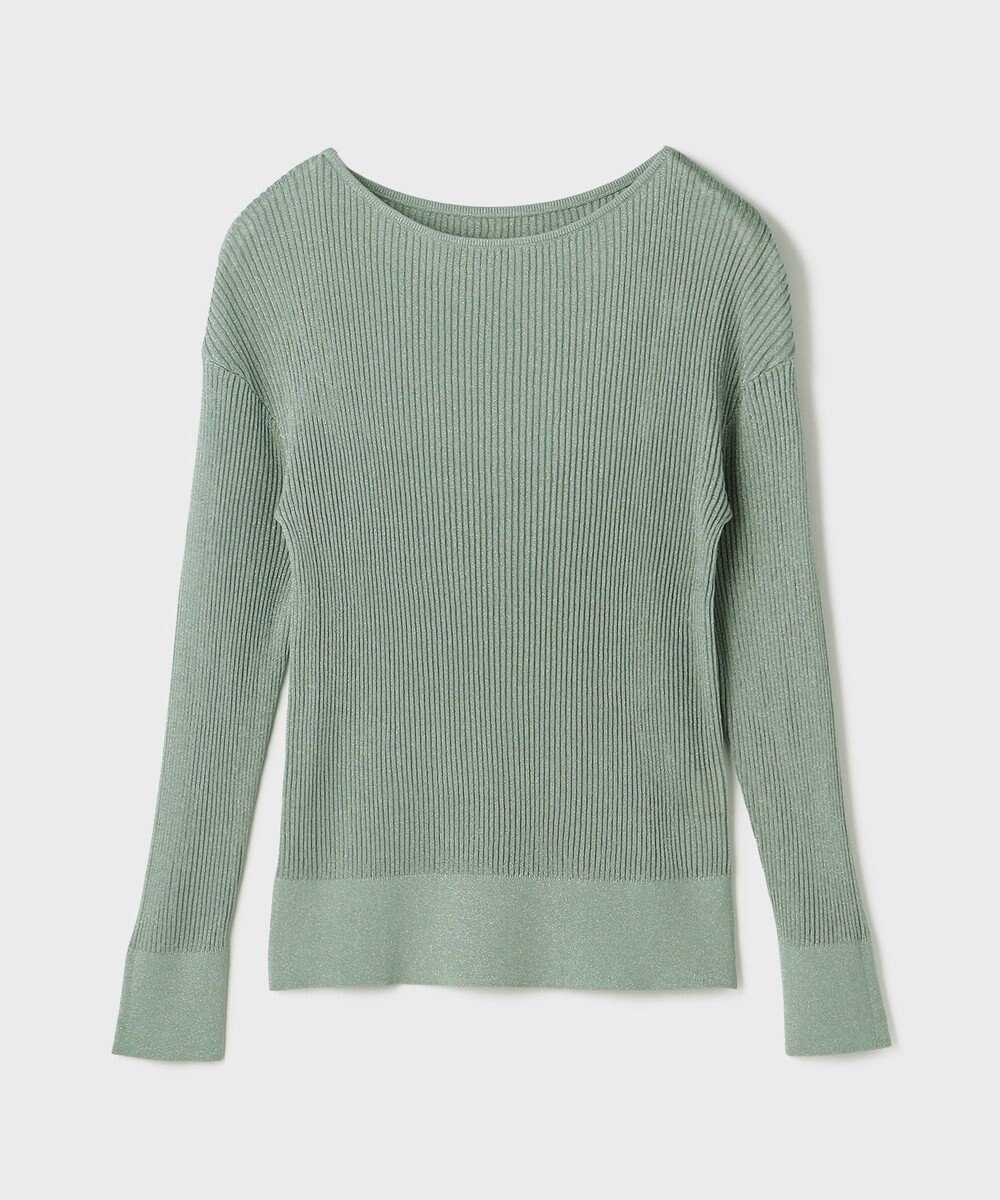 GRACE CONTINENTAL ラメリブクルーニットトップ 