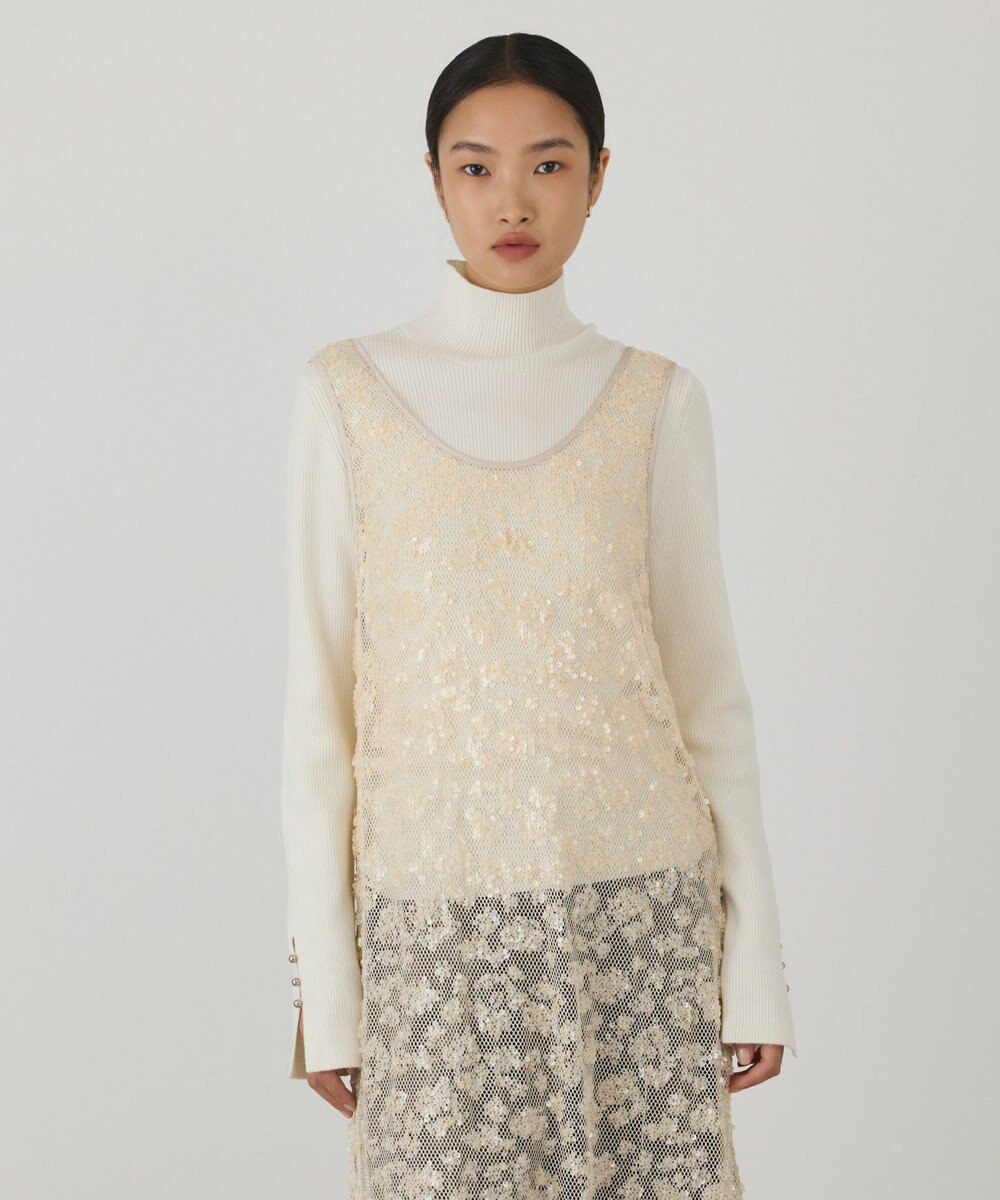 GRACE CONTINENTAL スパン刺繍メッシュワンピース 