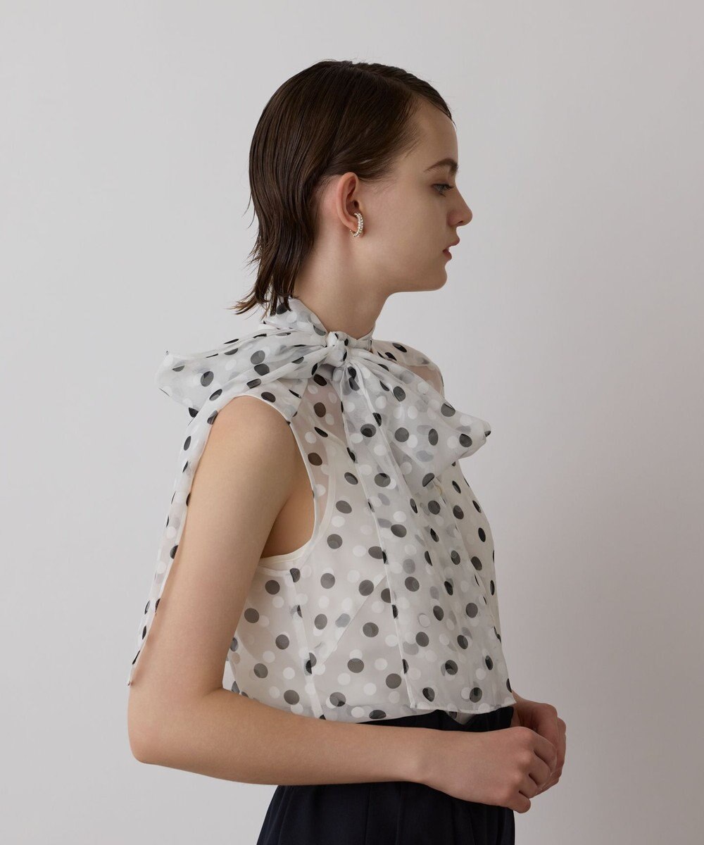 GRACE CONTINENTAL ドットオパールボウタイノースリーブ