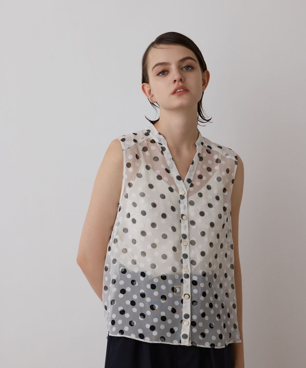 GRACE CONTINENTAL ドットオパールボウタイノースリーブ