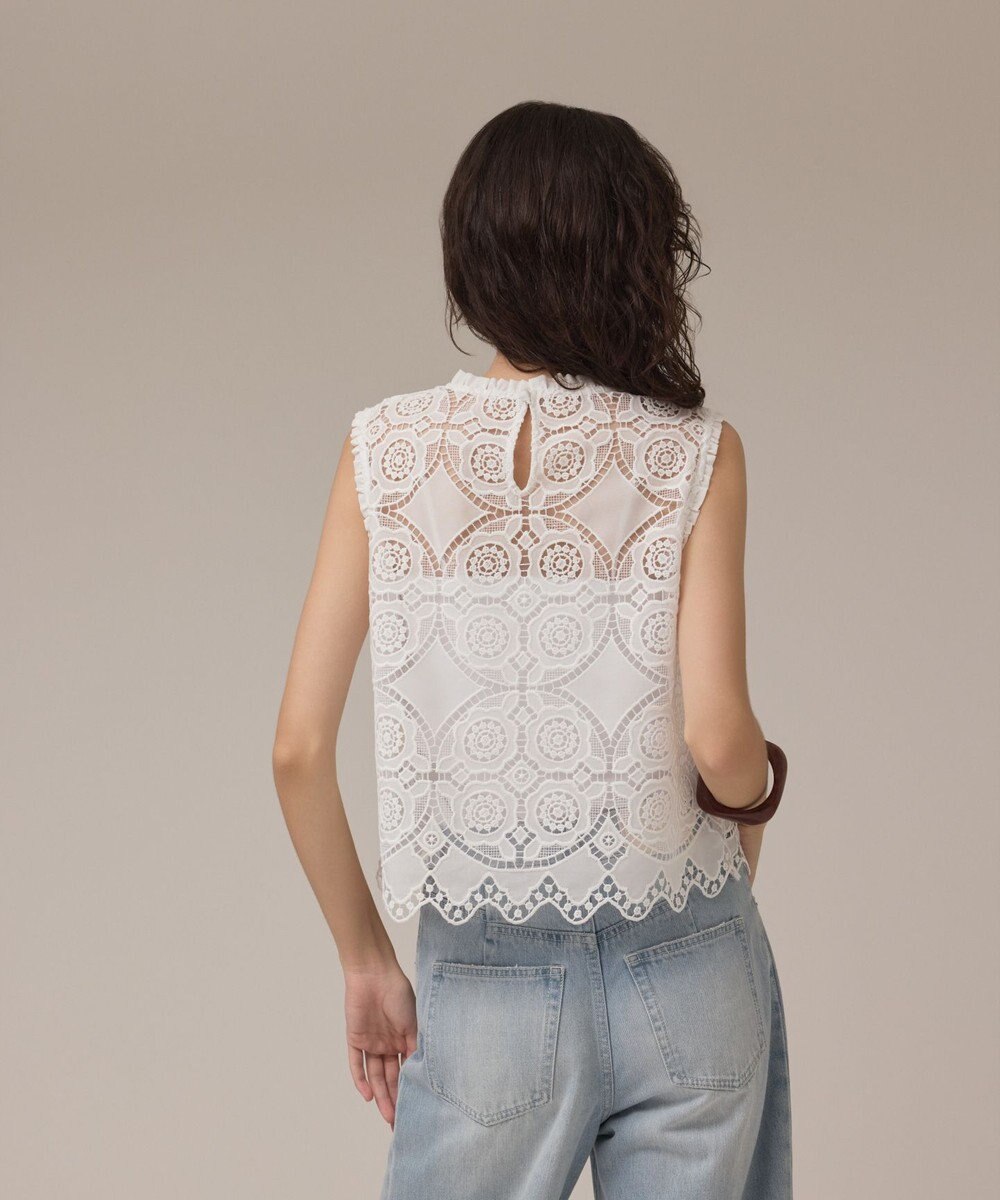 GRACE CONTINENTAL サークルレースノースリーブトップ 