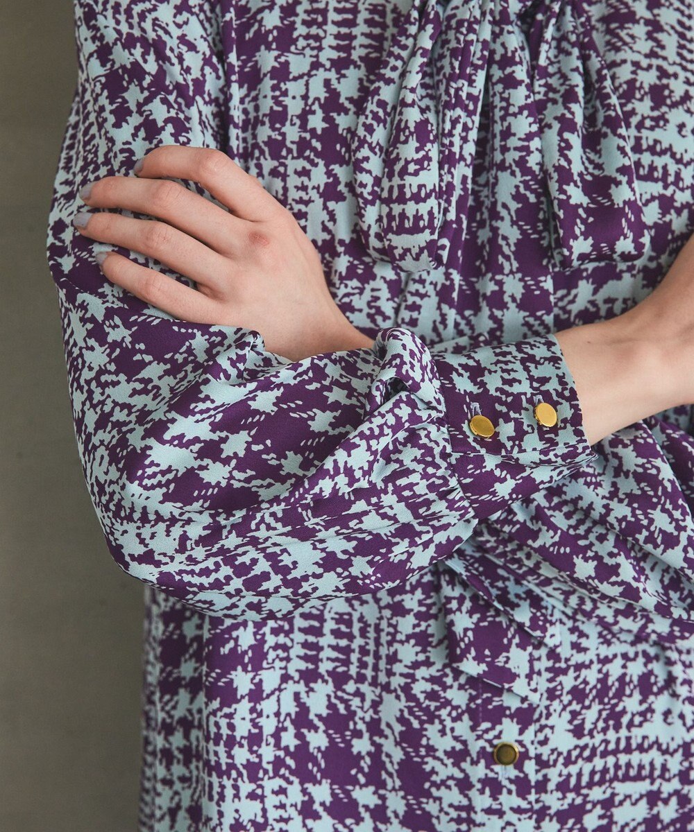 GRACE CONTINENTAL チェックプリントボウ付ワンピース 