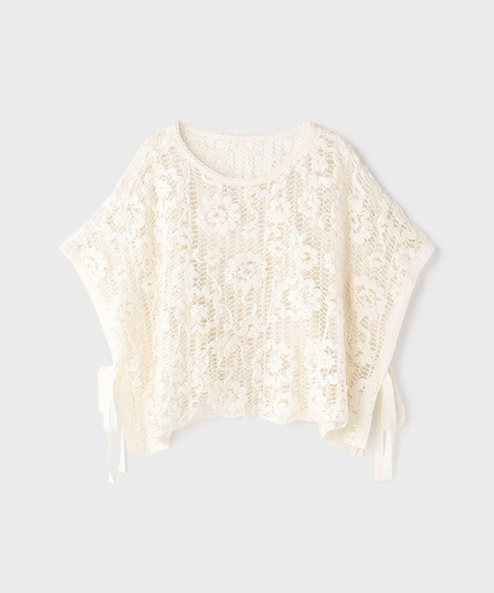 GRACE CONTINENTAL メッシュエンブロイダリーポンチョトップ 