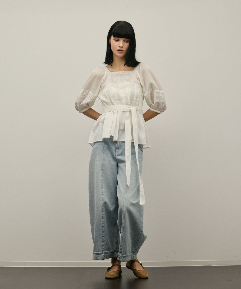 GRACE CONTINENTAL レースコンビピンタックブラウス 