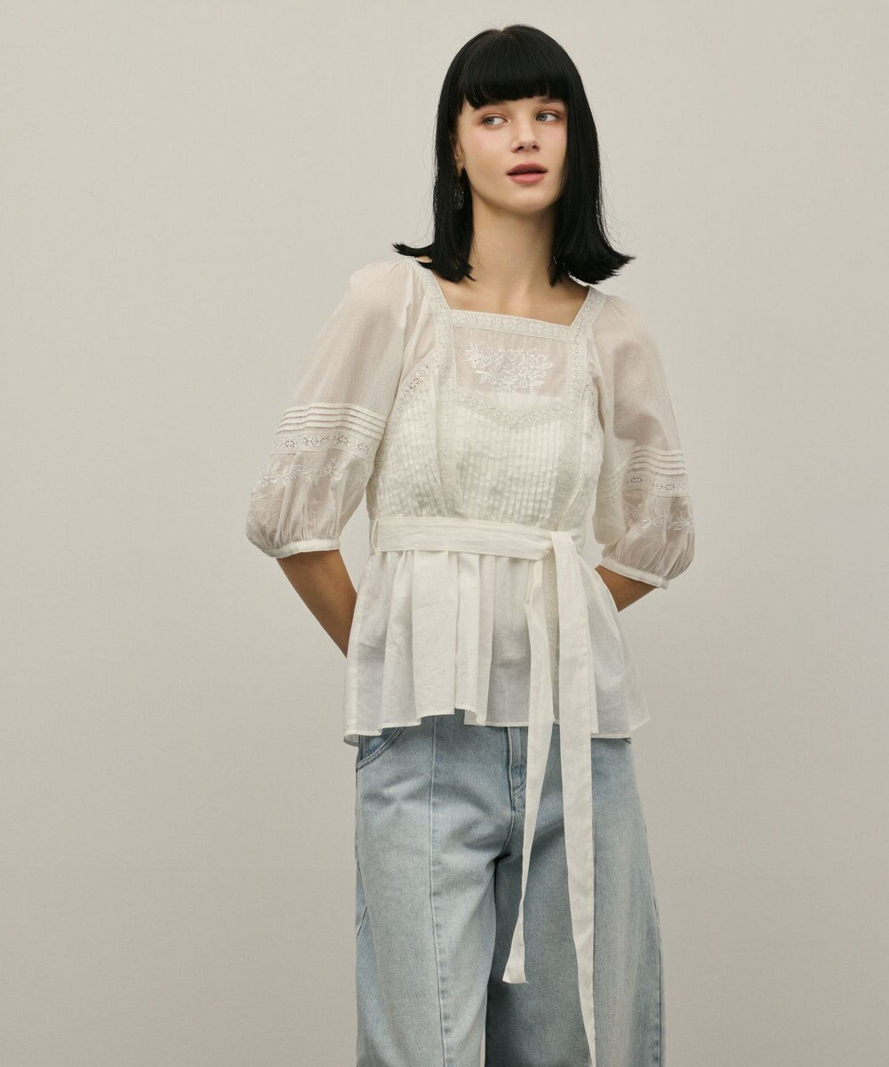 GRACE CONTINENTAL レースコンビピンタックブラウス 