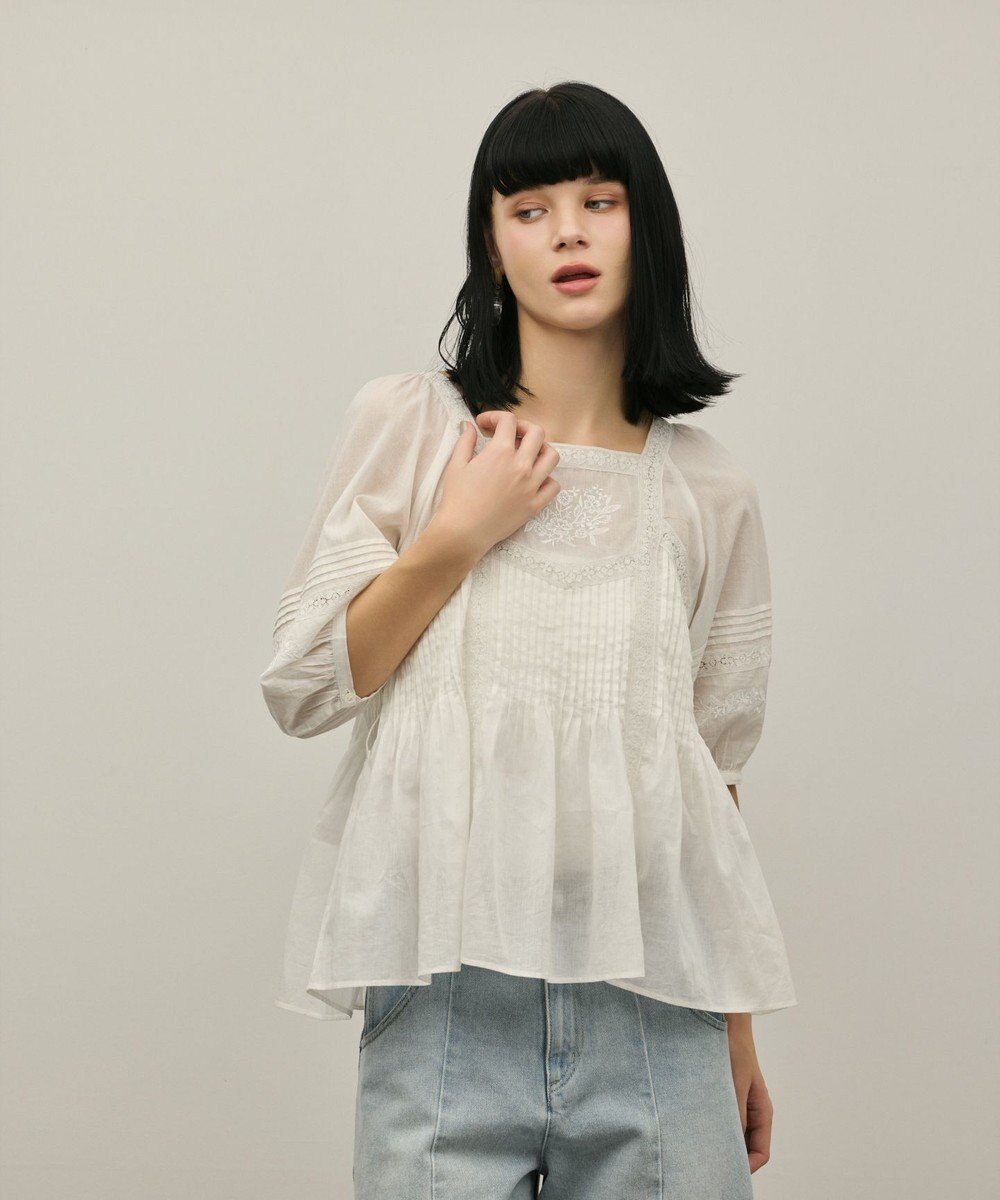 GRACE CONTINENTAL レースコンビピンタックブラウス 